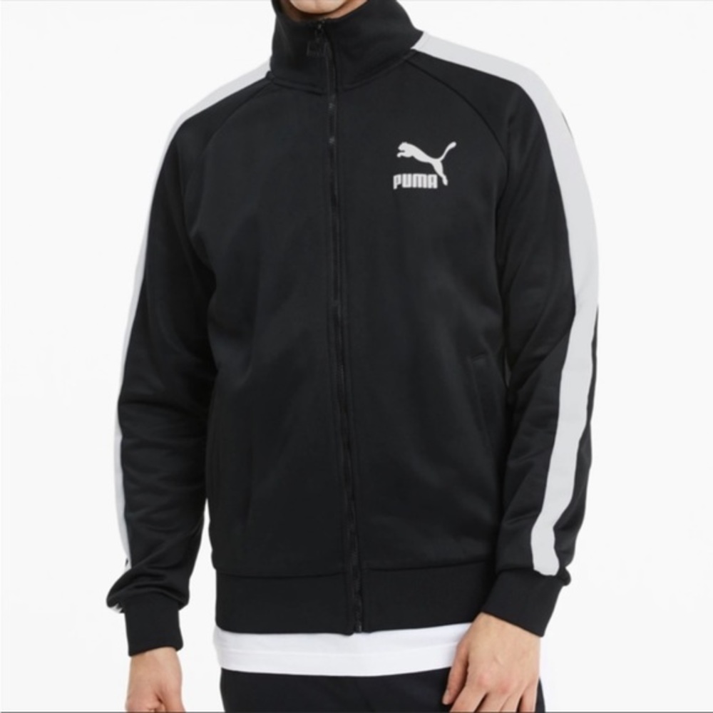 Puma Original T7 Black & White Full Zip Up Athletic Track Jacket Men's‎ Small